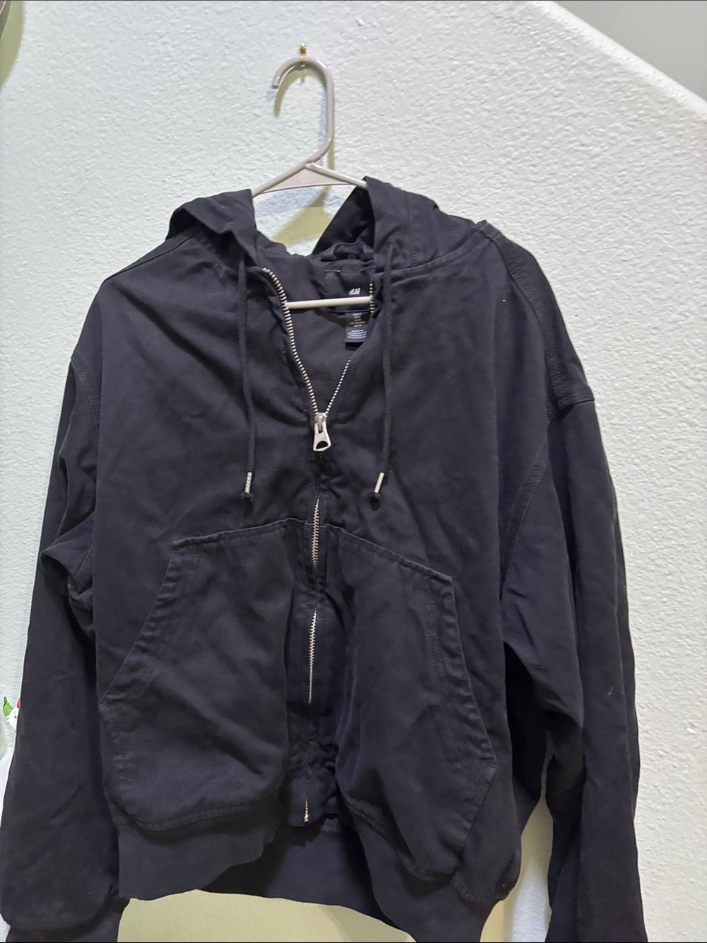 H&M Black Hooded Zip Jacket